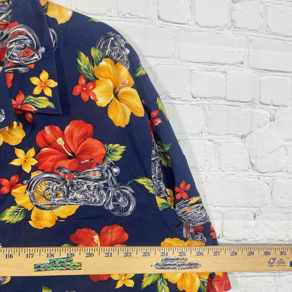 Vintage Hawaiian Motorcycle Shirt Mens Plus 2X Aloha Floral Beach Resort Biker - Picture 6 of 9
